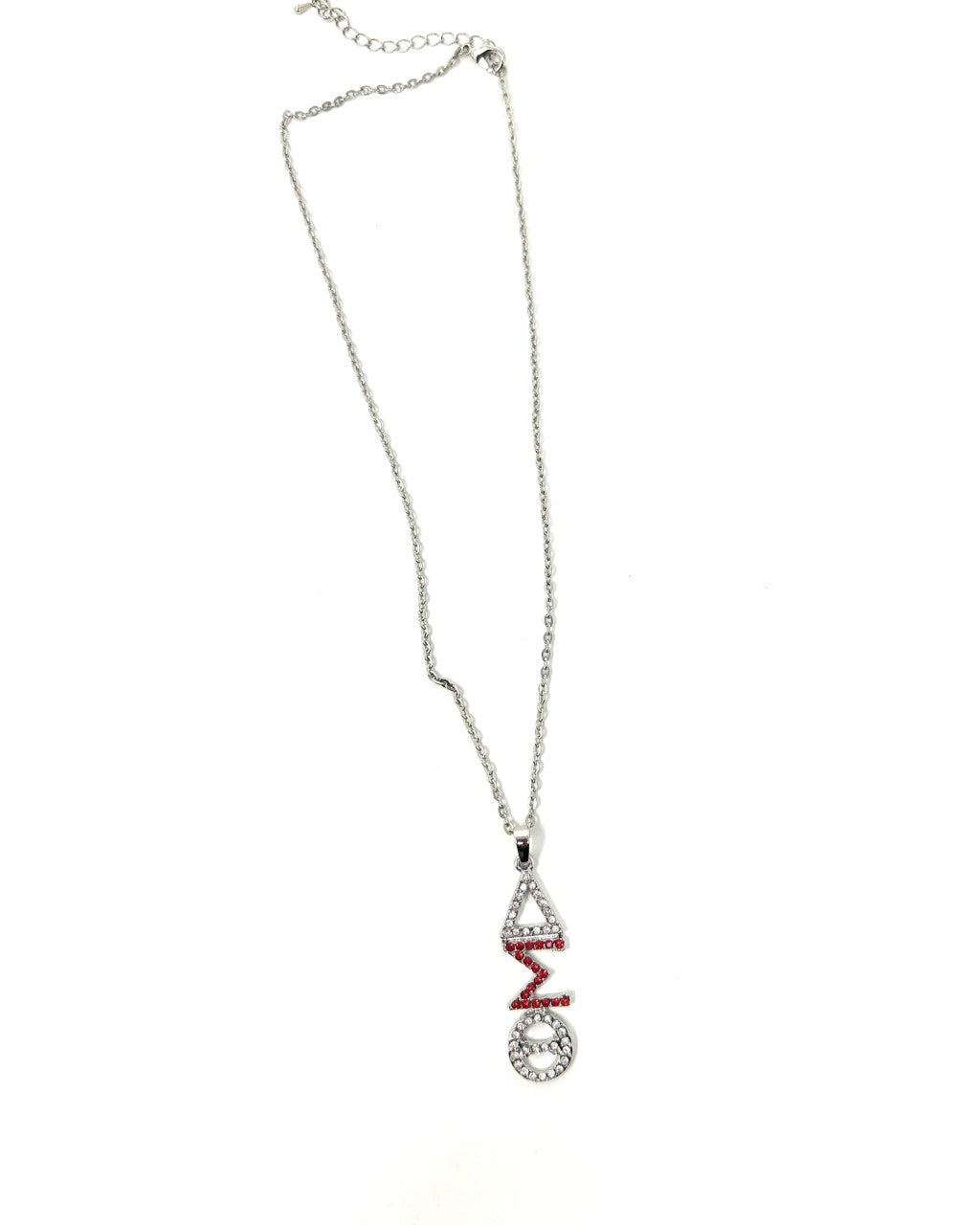 Delta Sigma Theta Greek Letter Silver Crystal Necklace