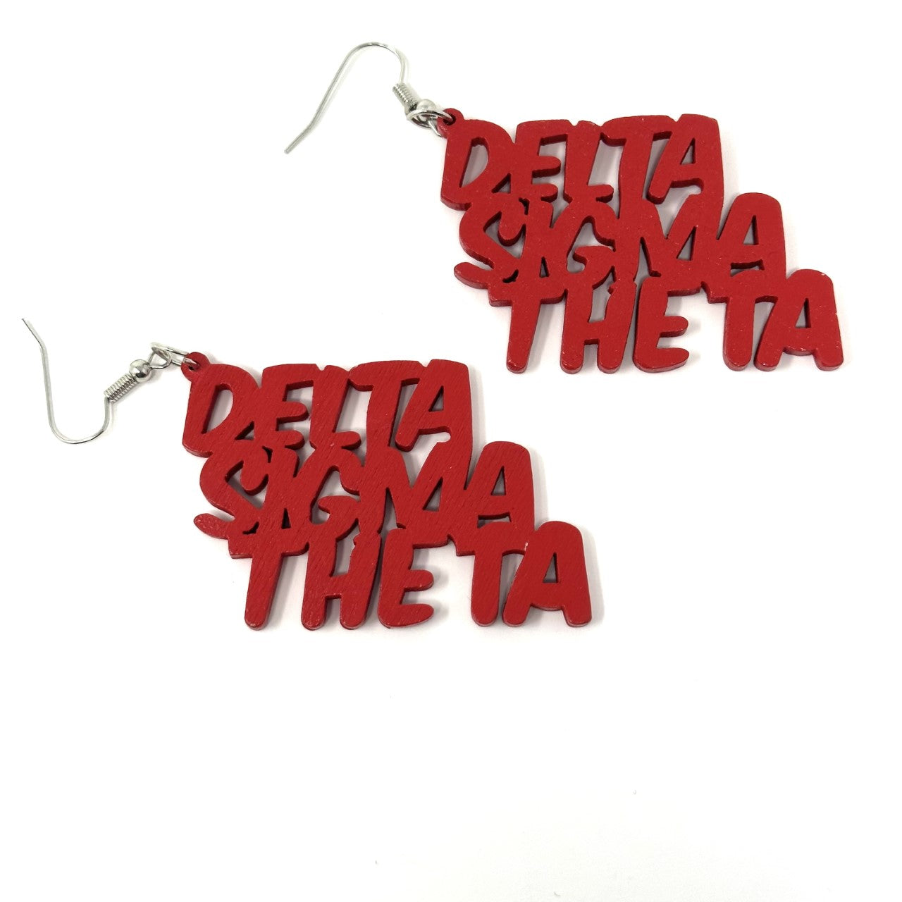 Delta Sigma Theta Red Wood Earrings