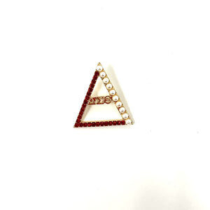 Delta Sigma Theta Crystal and Pearl Pin Brooch