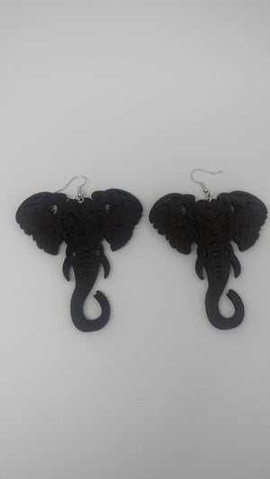 Elephant Wood Earrings - Tan or Brown
