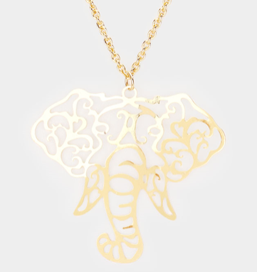 ELEPHANT PENDANT LONG NECKLACE- GOLD