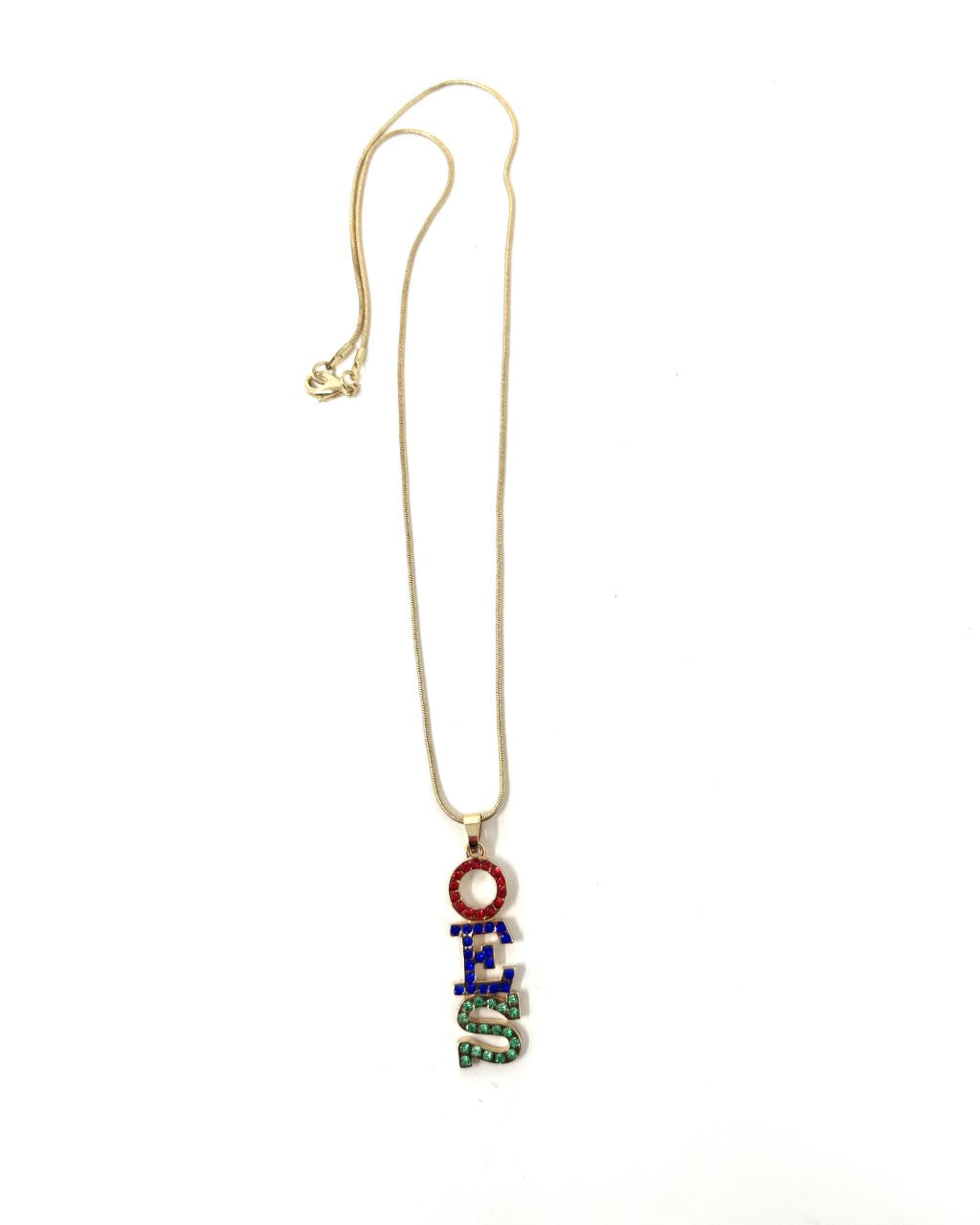 Order of Eastern Star Gold Crystal Necklace