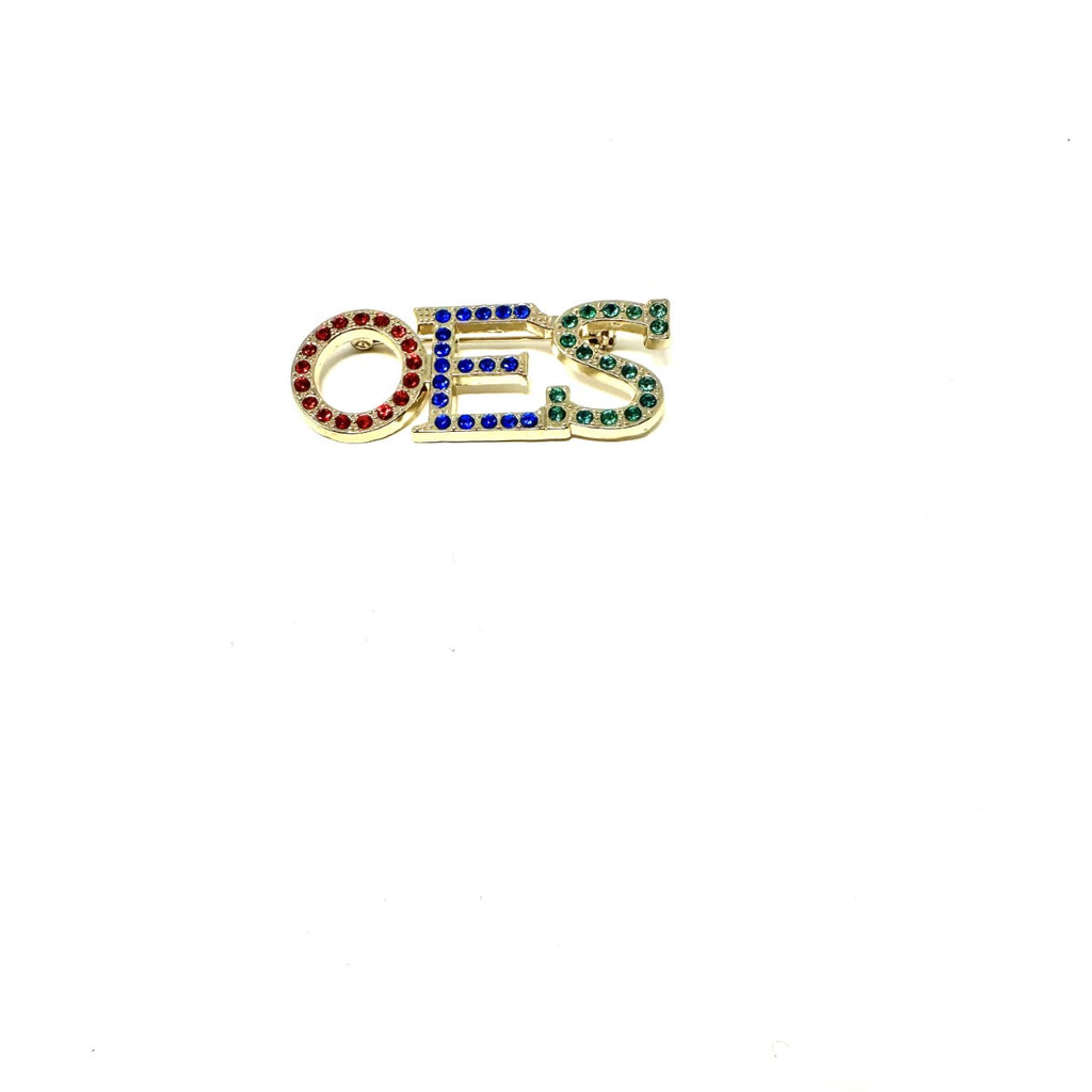 Order of Eastern Star Gold and Color Block Crystal Pin