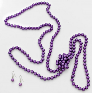 72" Pearl Long Necklace - Purple