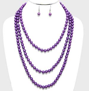 72" Pearl Long Necklace - Purple