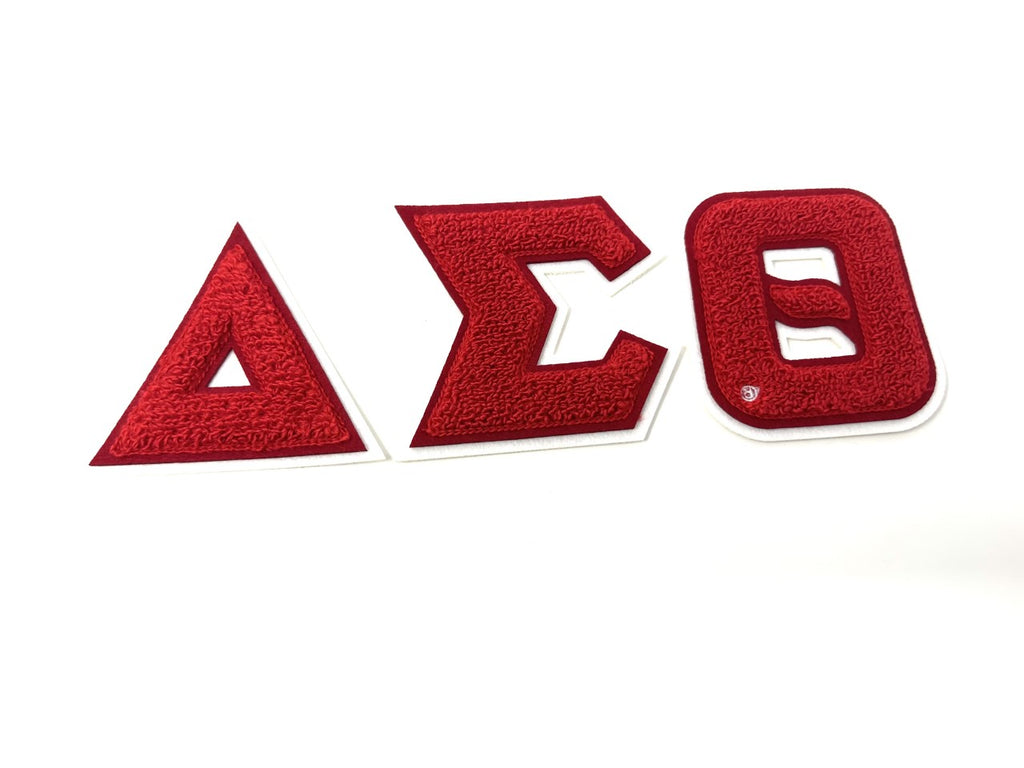 DST 3 Individual Letter Set with Greek Letters 3.5 Inch Chenille Patch