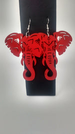 Red Elephant Wood Earrings