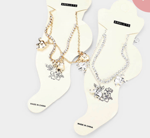 Rhinestone Elephant Anklet - Available in Gold or Silver