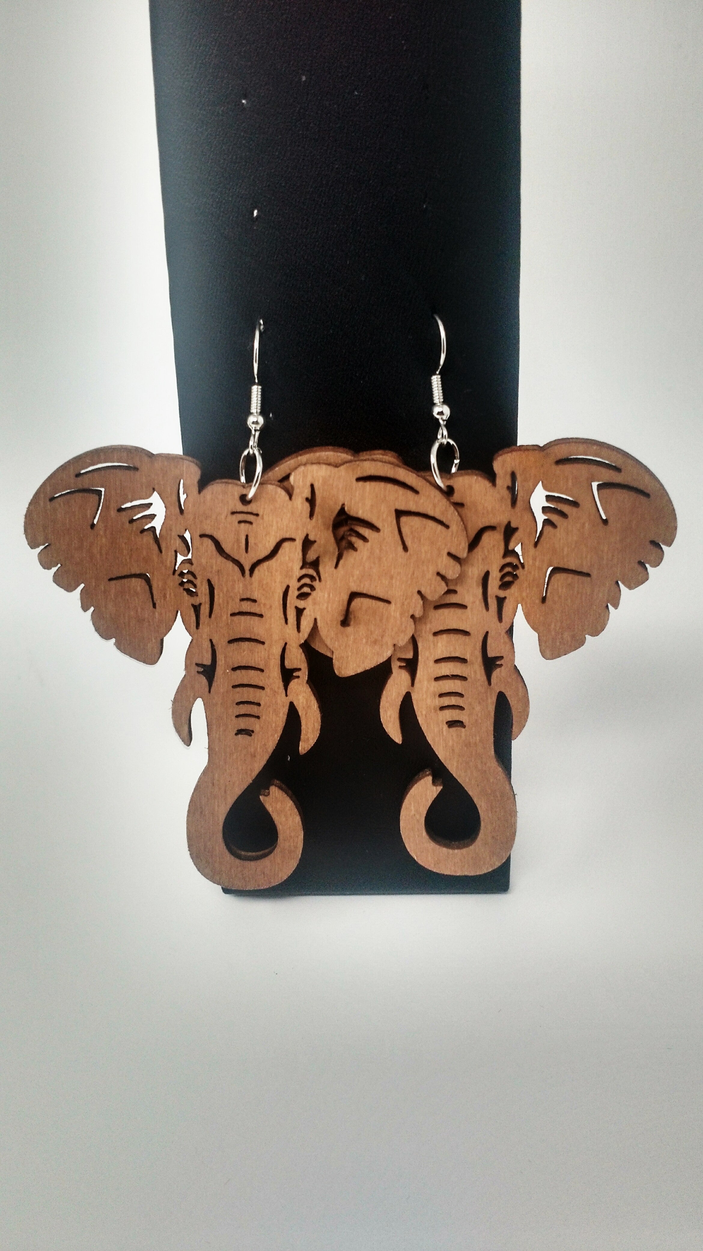 Elephant Wood Earrings - Tan or Brown